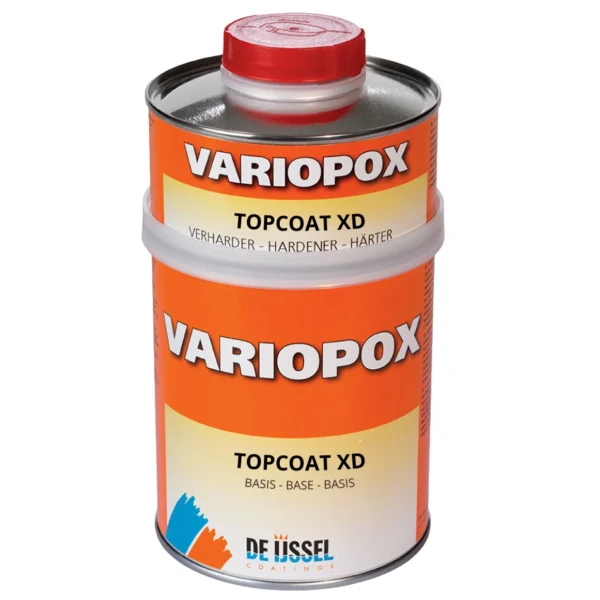 Epoxi River transparent epoxi med UV-filter för att hälla ut för att fylla ett tjockt lager på en bordsskiva.Variopox Topcoat XD