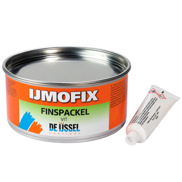 IJmofix Finspackel – vitt polyesterbaserat finspackel för gelcoatlagningar, 1500 g-set