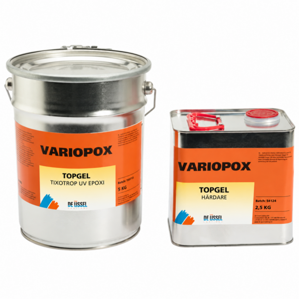 Variopox Topgel. Tixotrop epoxi förtjockare. Bas 5 kg och härdare 2,5 kg