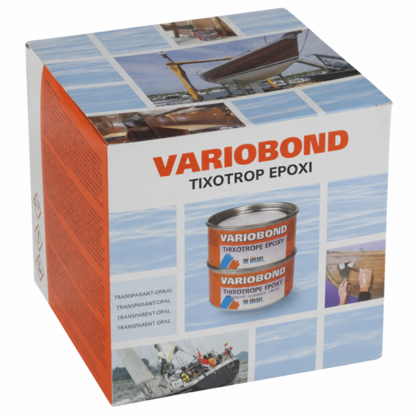 Kartong med 2K tixotrop epoxilim Variobond Tixotrop Epoxi, 1 kg med bas och härdare