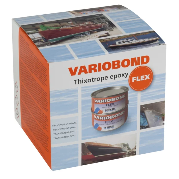 Variobond Flex är limpasta av epoxi med flexibla egenskaper för montering av skrov och däck och köl, ytor där det finns materialrörelse över stora ytor och krafter. Köp flexibel epoxi hos www.de-ijssel-coatings.se