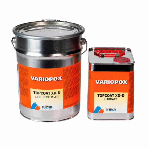 Variopox Topcoat XD-D är en klar och transparent UV-stabil epoxi. Kan appliceras upp till 10 cm tjock. Bas och härdare 7 kg