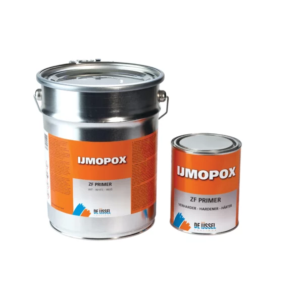 IJmopox ZF Primer är en vit lösningsmedelsbaserad epoxiprimer för polyester, stål eller aluminium. Härdar snabbt i låga temperaturer. Innehåller korrosionshämmande ämnet zinkfostat. Sprutbar eller rollas. Köp 5 liter sett för bästa pris hos www.de-ijssel-coatings.se