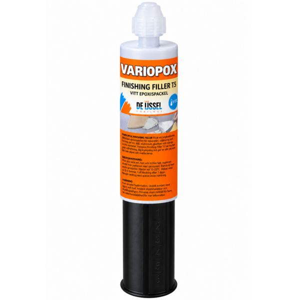 Variopox Finishing Filler T5 är ett epoxispackel som härdar från 5 plusgrader. Levereras i smart tub, 150 ml