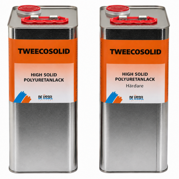 Tweecosolid High Solid 2K polyuretanlack 10 L set med bas och härdare – lösningsmedelsfri High Solid-lack med låg VOC för tekniska och funktionella applikationer.