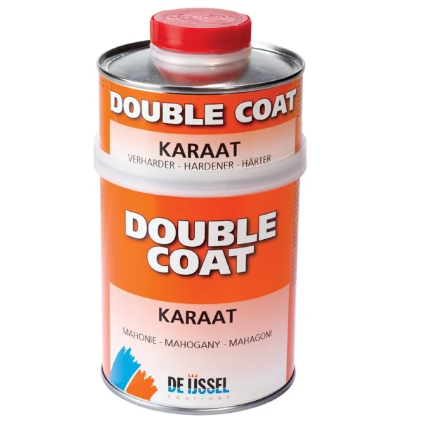 Double Coat Karat Mahogny / Teak / Ek är en betslack, teaklack, semitransparent 2-k fernissa för trä. Betsa ek med eklack.