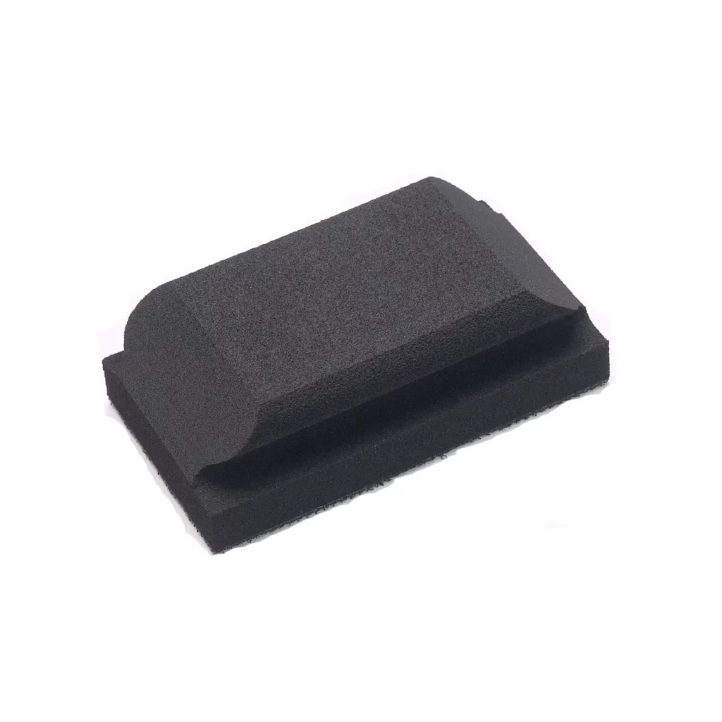 Mirka handslipstöd. En slipkloss som används till Abranet och Mirlon Total slipduk fiberduk. Även kallad Mirka Soft Block. Passar till slippapper P1500 P2500