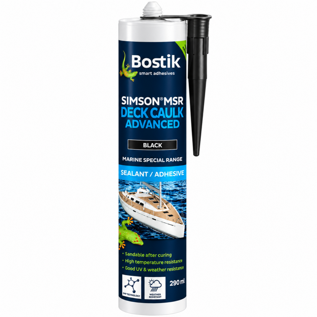 Nåtning teackdäck och golv med nåtmassa Simson MSR Deck Caulk från Bostik.
