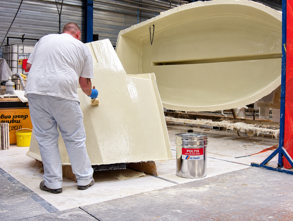 Poltix M-EB-K är vinylesterharts och vinylestergelcoat, speciellt för produktion av formar inom framställning av glasfiberprodukter. Med vinylesterspacklet ökar antalet formsläpp.