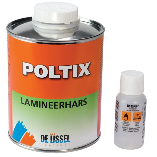 Polyesterharts Poltix Lamineringsharts av ISO polyester. Lätt tixotropt polyester lamineringsharts för plastning med glasfiber. 750 ml set.