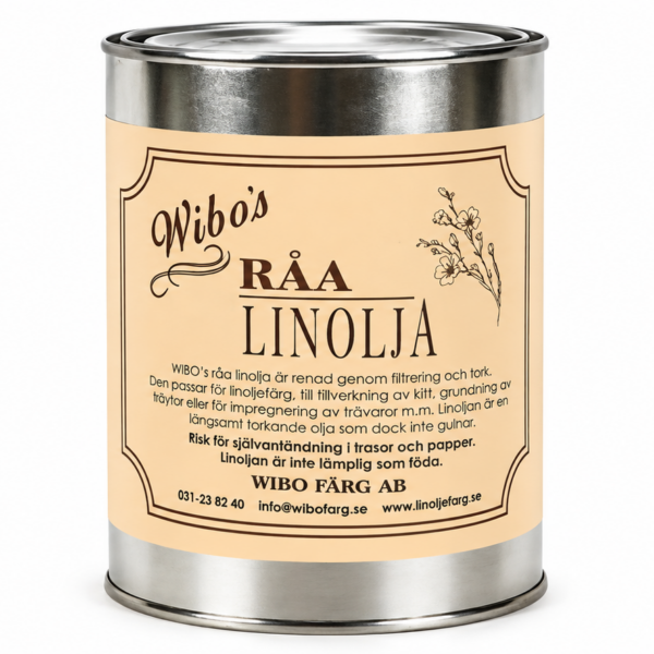 Wibo Rå linolja Wibo linoljefärg är den bästa linoljefärgen enligt oss, därför är vi stolta återförsäljare av Wibo linoljefärg. Vi ger dig full konsultation om liniljefärg och rätt färg till rätt planka. Wibo har flera färger så som linoljegrund för sågat eller hyvlat virke, mellanfärg, slipstrykningsfärg, färdigfärg och snickerifärg.Ring oss idag, gå till www.de-ijssel-coatings.se