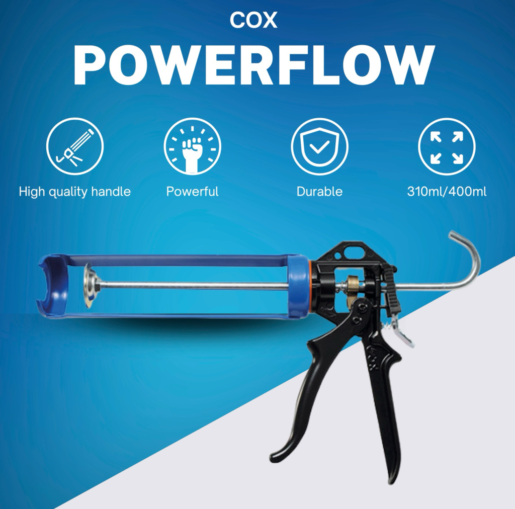 Reklamblad för Cox Powerflow fogspruta
