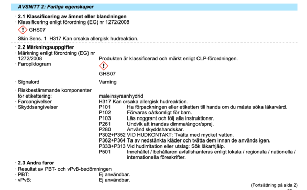 Farliga egenskaper poltix pigmentpasta ed