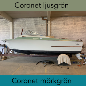 Double Coat i Coronet kulörer. Samma som original gelcoat. Finns både ljusgrön och mörkgrön Coronet.