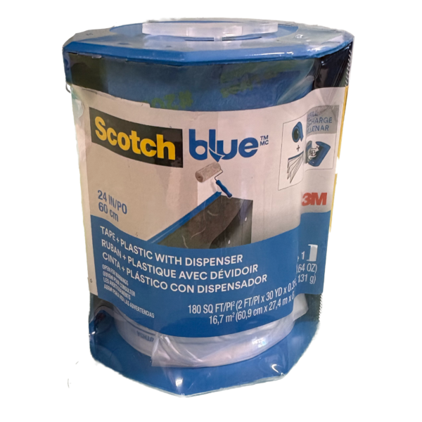 3M Scotch Blue Täckplast med tejp. Maskeringsfilm med maskeringstejp.