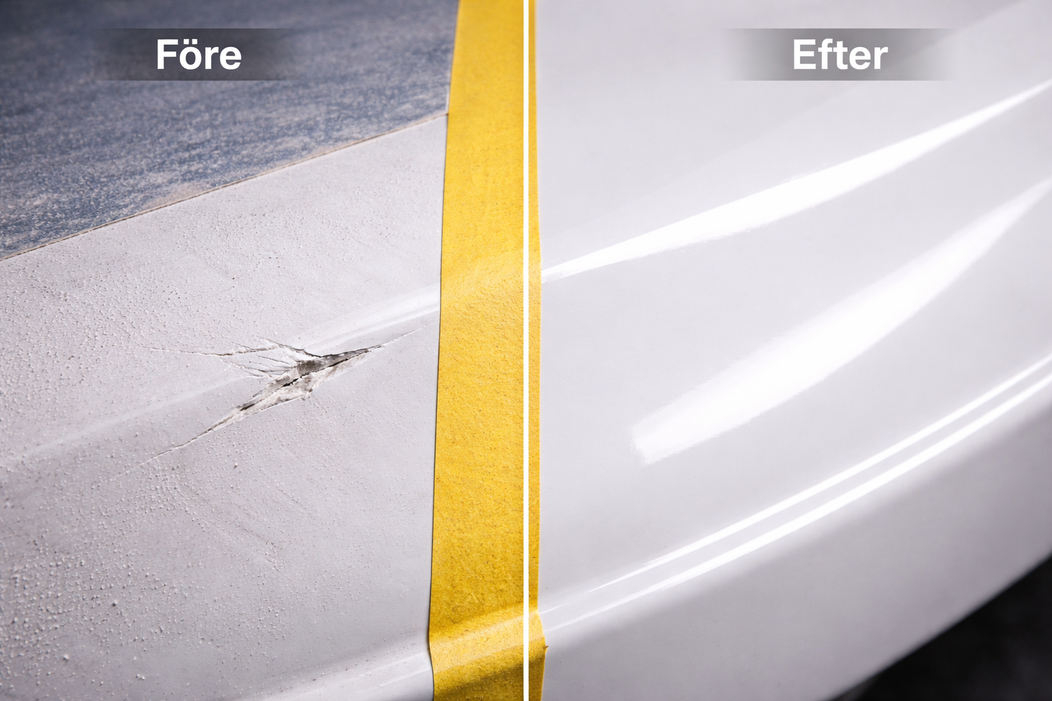 Laga gelcoat före och efter reparation