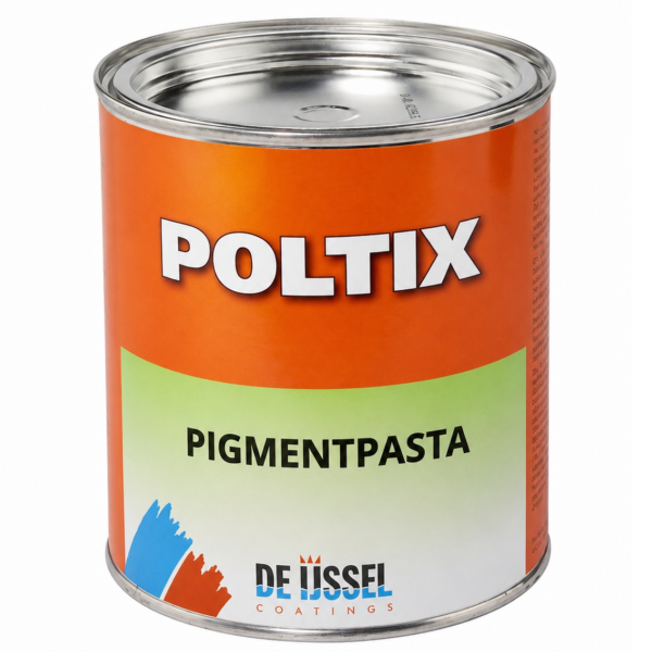 Poltix Pigmentpasta 750 g i plåtburk för infärgning av polyester, gelcoat och topcoat.