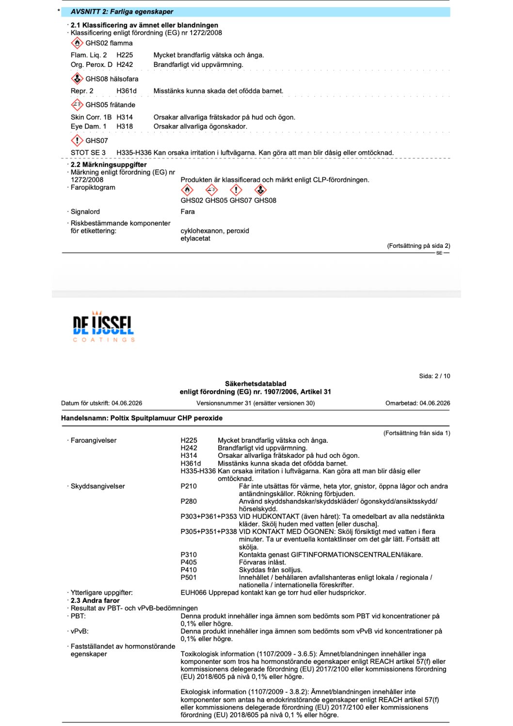 CHP Peroxid – Flytande härdare till sprutspackel och polyesterspackel - Image 2